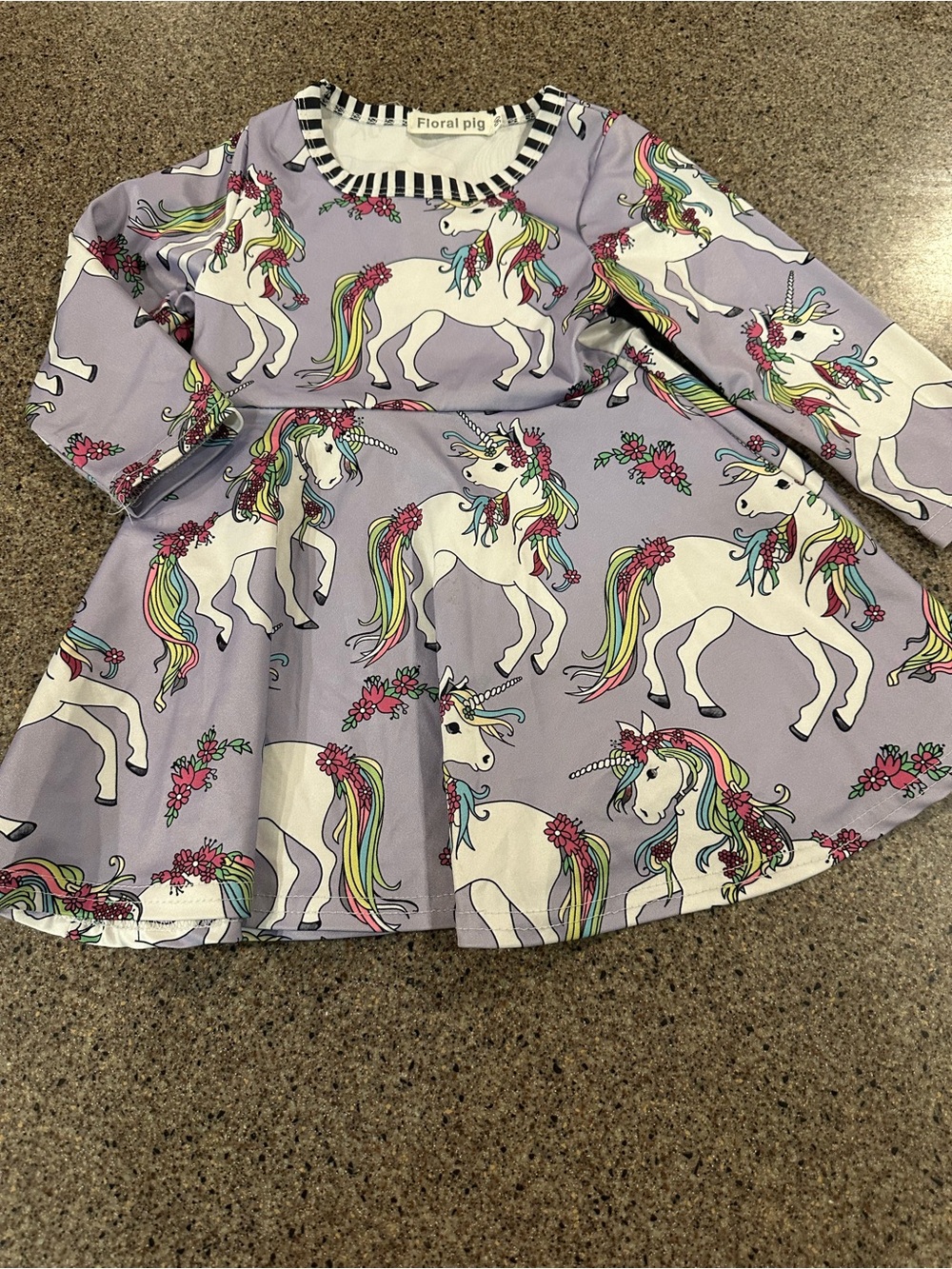 Floral Pig Lavender Unicorn Twirl Dress